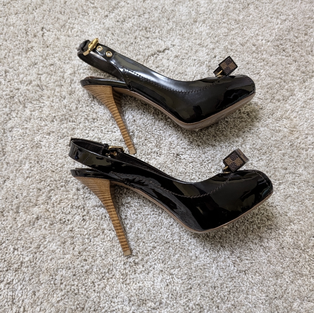 Louis Vuitton Patent Saint Honore Slingback Pumps - 36 EUC - Picture 4 of 9